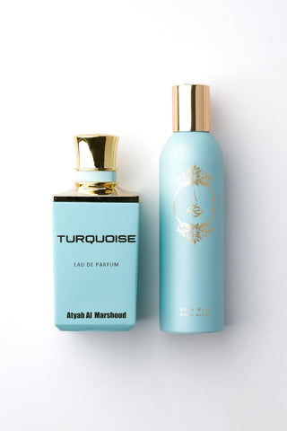 Breeze Set which is a set of Turquoise Eau De Parfum and Khisla Turquoise by Atyab Al Marshoud